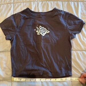 Betty Boop Charcoal Crop Top with White Floral Graphic